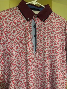 Greyson Men’s Merwolf NWOT Pink & Burgundy Patterned Polo